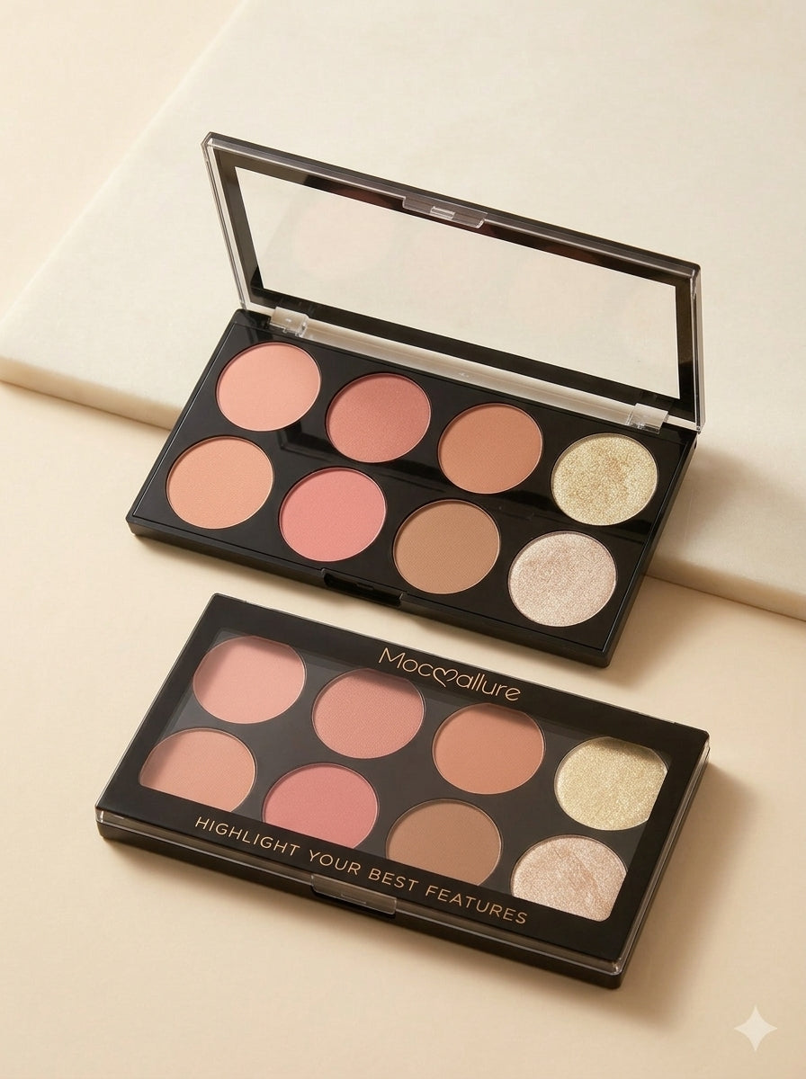 Mocooallure 8-Color Blush & Highlighter Palette